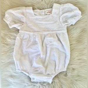 White Embroidered Flower Bodysuit